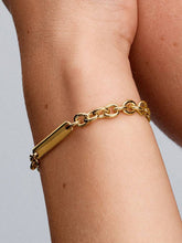 Engravable Bar Link Bracelet 14k gold plating