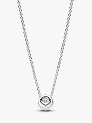 Sparkling Round Halo Pendant Collier Necklace Sterling silver