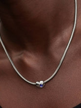 Engravable Blue Stone Heart Charm Sterling silver