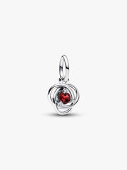 FINAL SALE - True Red Eternity Circle Dangle Charm Sterling silver