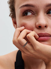 FINAL SALE - Black Sparkling Row Eternity Ring 14k rose gold plating