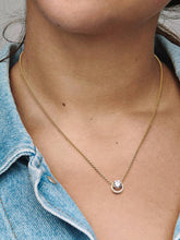 Sparkling Round Halo Pendant Collier Necklace 14k gold plating