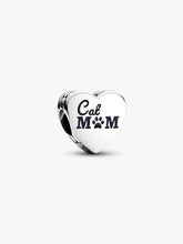 Engravable Cat Mom Heart Charm Sterling silver