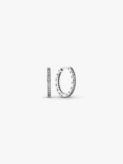 Sparkle and Pandora Logo Hoop Earrings Sterling silver