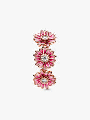 FINAL SALE - Pink Daisy Flower Trio Ring 14k rose gold plating