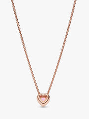 Pink Heart Collier Necklace 14k rose gold plating