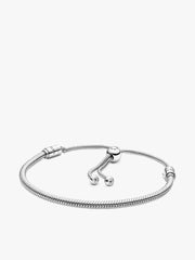 Engravable Heart Tag Dangle Charm Snake Chain Slider Bracelet Set 2 Quantity