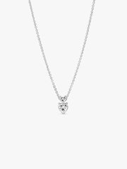 Double Heart Pendant Sparkling Collier Necklace Sterling silver