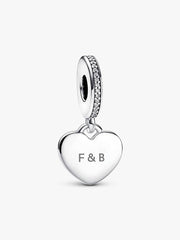 Engravable Heart Tag Dangle Charm Sterling silver