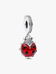 Red Ladybird Dangle Charm Sterling silver