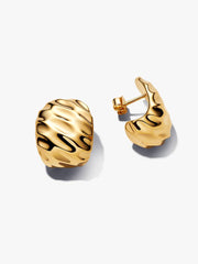 FINAL SALE - Rippled Wide Hoop Earrings 14k gold plating