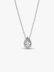 Sparkling Pear Halo Collier Necklace Sterling silver