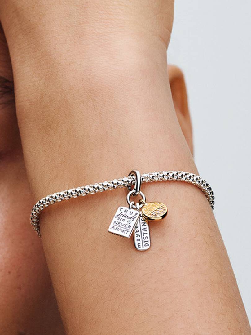 Friendship Triple Dangle Charm Sterling silver, 14k gold plating