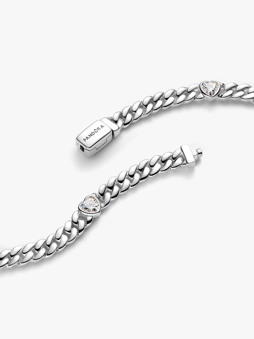 Heart Cuban Chain Bracelet Sterling silver