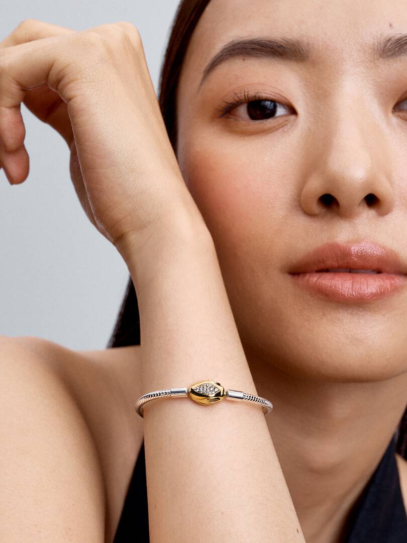 Snake Clasp & Chain Bracelet Sterling silver, 14k gold plating