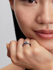 Blue Chakra Heart Ring Sterling silver