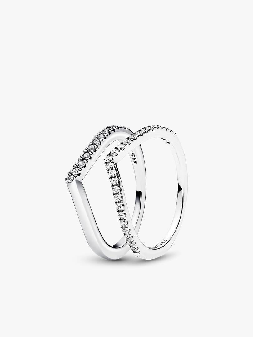 Shimmering Wishbone Ring Set 2 Quantity