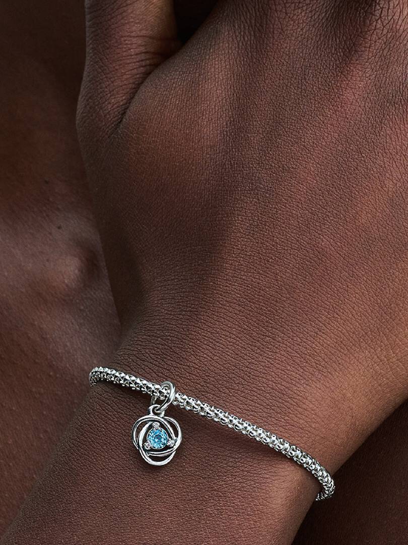 FINAL SALE - Sea Aqua Blue Eternity Circle Dangle Charm Sterling silver