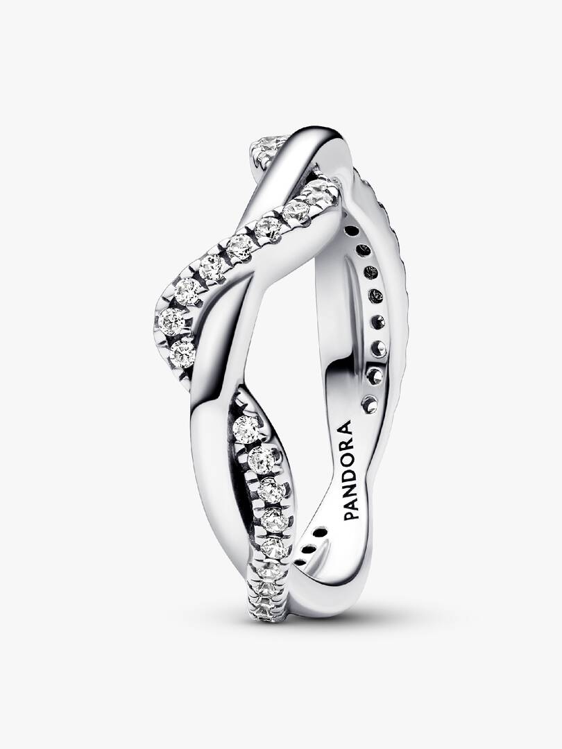 Sparkling Intertwined Wave Ring Sterling silver