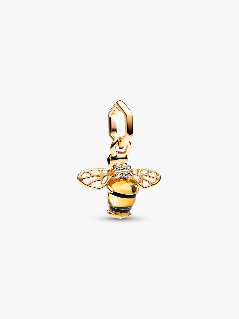 Sparkling Bee Dangle Charm 14k gold plating