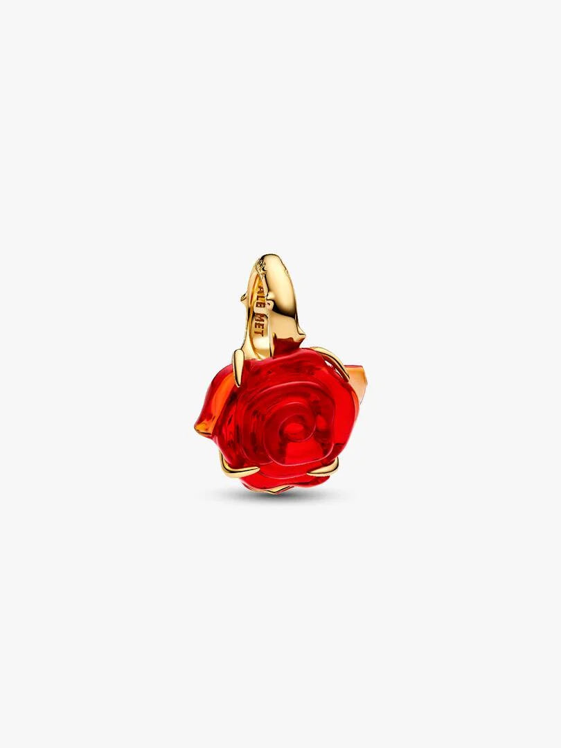 Disney Beauty and the Beast Enchanted Rose Dangle Charm 14k gold plating