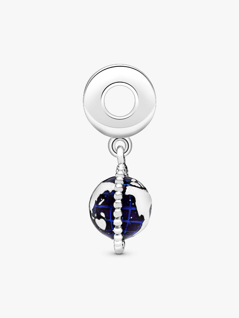 Spinning Globe Dangle Charm Sterling silver