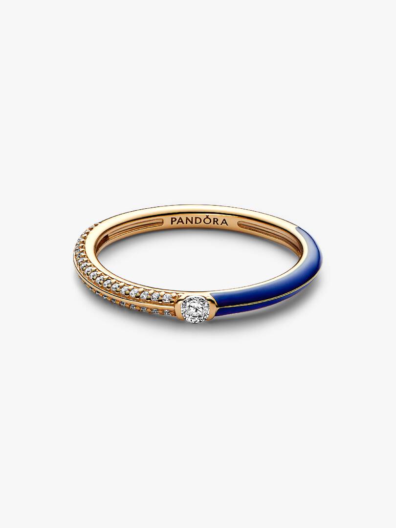 Pandora ME Pavé & Blue Dual Ring 14k gold plating