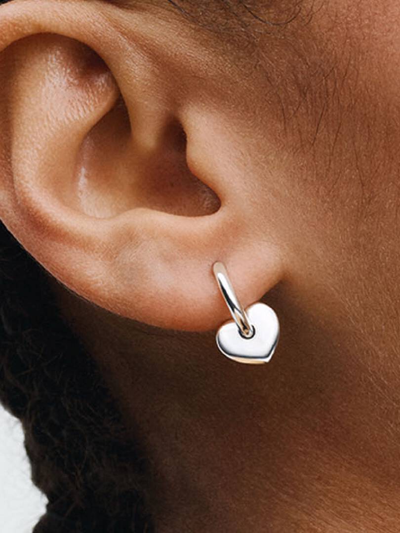 Heart Open Hoop Earrings Sterling silver