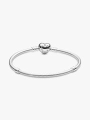 Moments Sparkling Heart & Snake Chain Bracelet Sterling silver