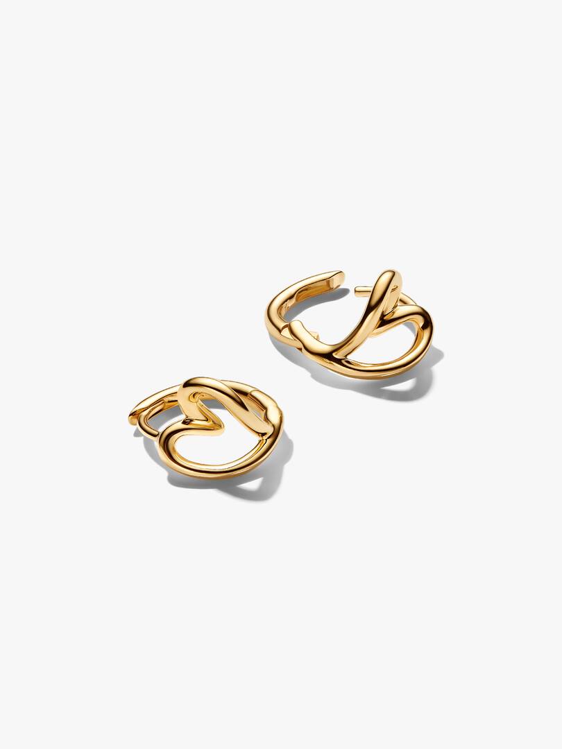 Organically Shaped Heart Small Hoop Earrings 14k gold plating