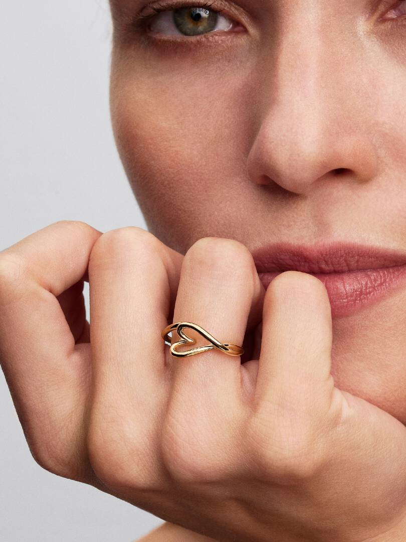 Organically Shaped Heart Small Ring 14k gold plating