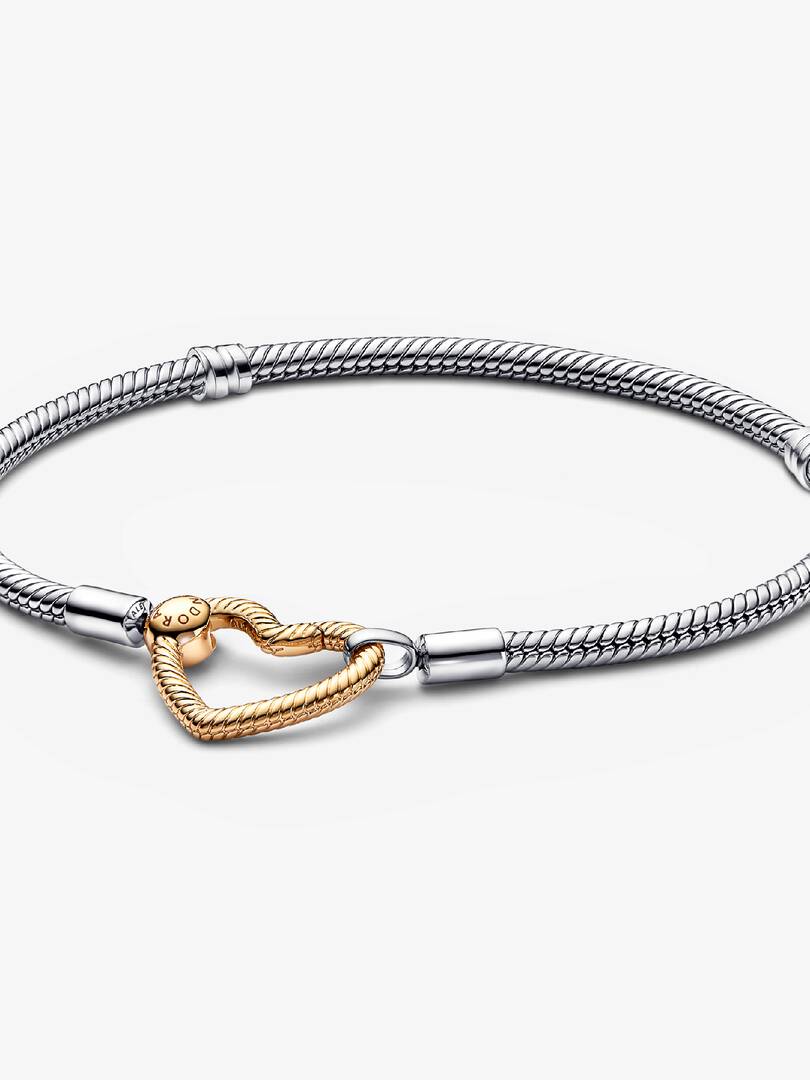Pandora Moments Heart Closure Snake Chain Bracelet Sterling silver, 14k gold plating