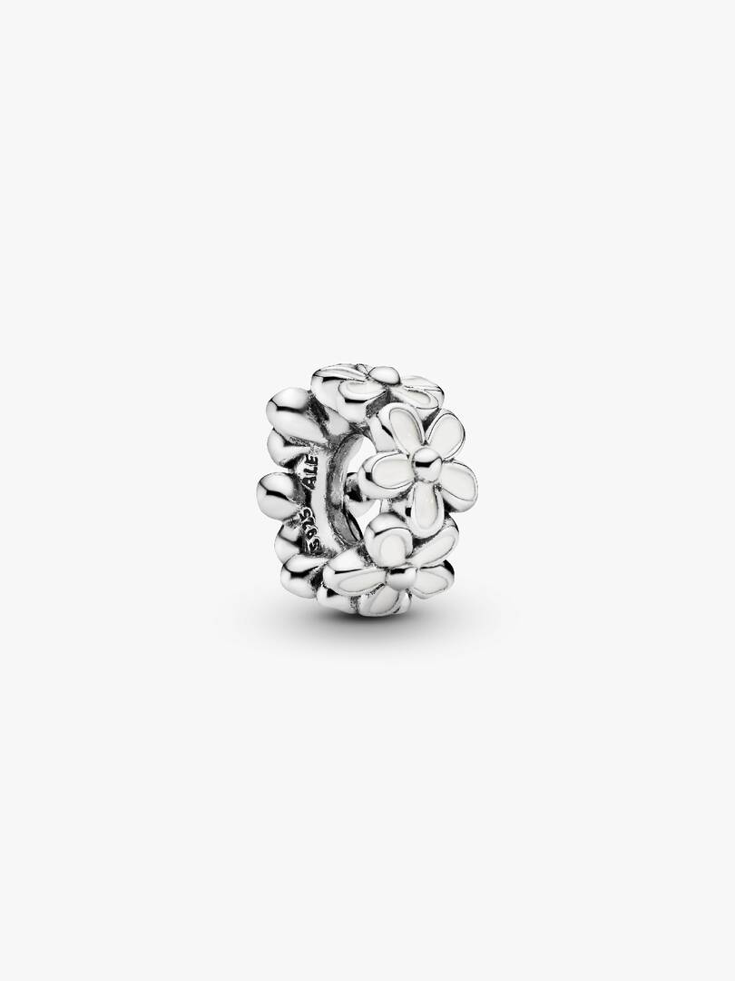 White Daisy Flower Spacer Charm Sterling silver