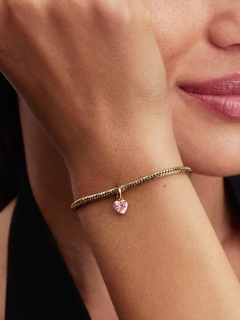 Pink Chakra Heart Mini Dangle Charm 14k gold plating