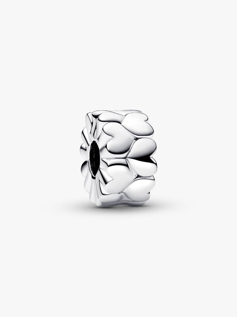 Heart Pattern Clip Charm Sterling silver
