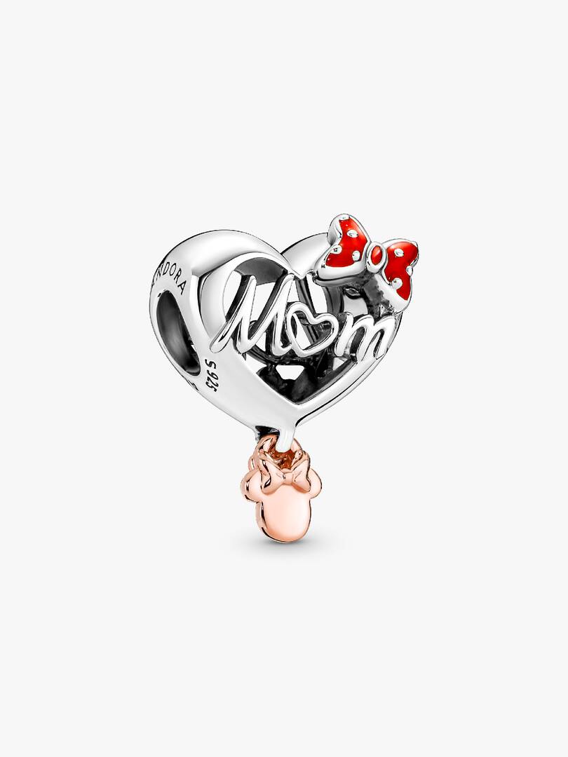 Disney Minnie Mouse Mom Heart Charm Sterling silver, 14k rose gold plating