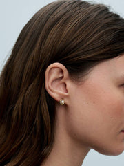 Organically Shaped Oval & Treated Freshwater Cultured Pearl Stud Earrings 14k gold plating
