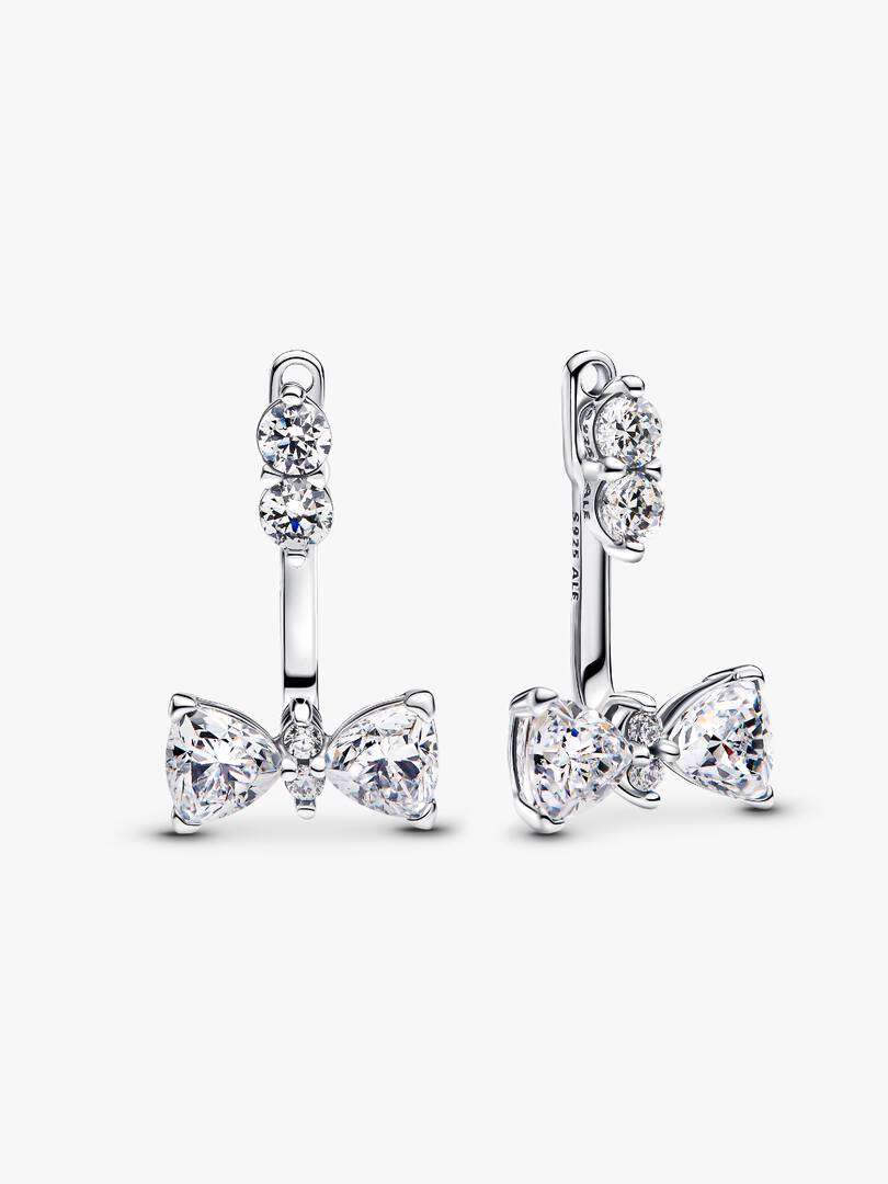FINAL SALE - Sparkling Bow Drop Earrings Sterling silver