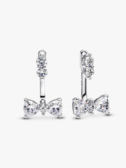 FINAL SALE - Sparkling Bow Drop Earrings Sterling silver
