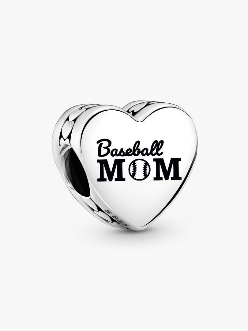 Baseball Mom Heart Charm Sterling silver
