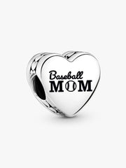 Baseball Mom Heart Charm Sterling silver