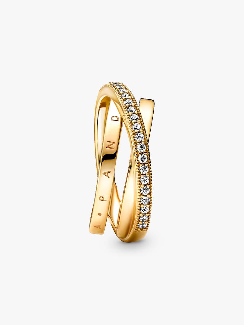 Crossover Pavé Triple Band Ring 14k gold plating