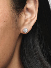Round Sparkle Stud Earrings Sterling silver
