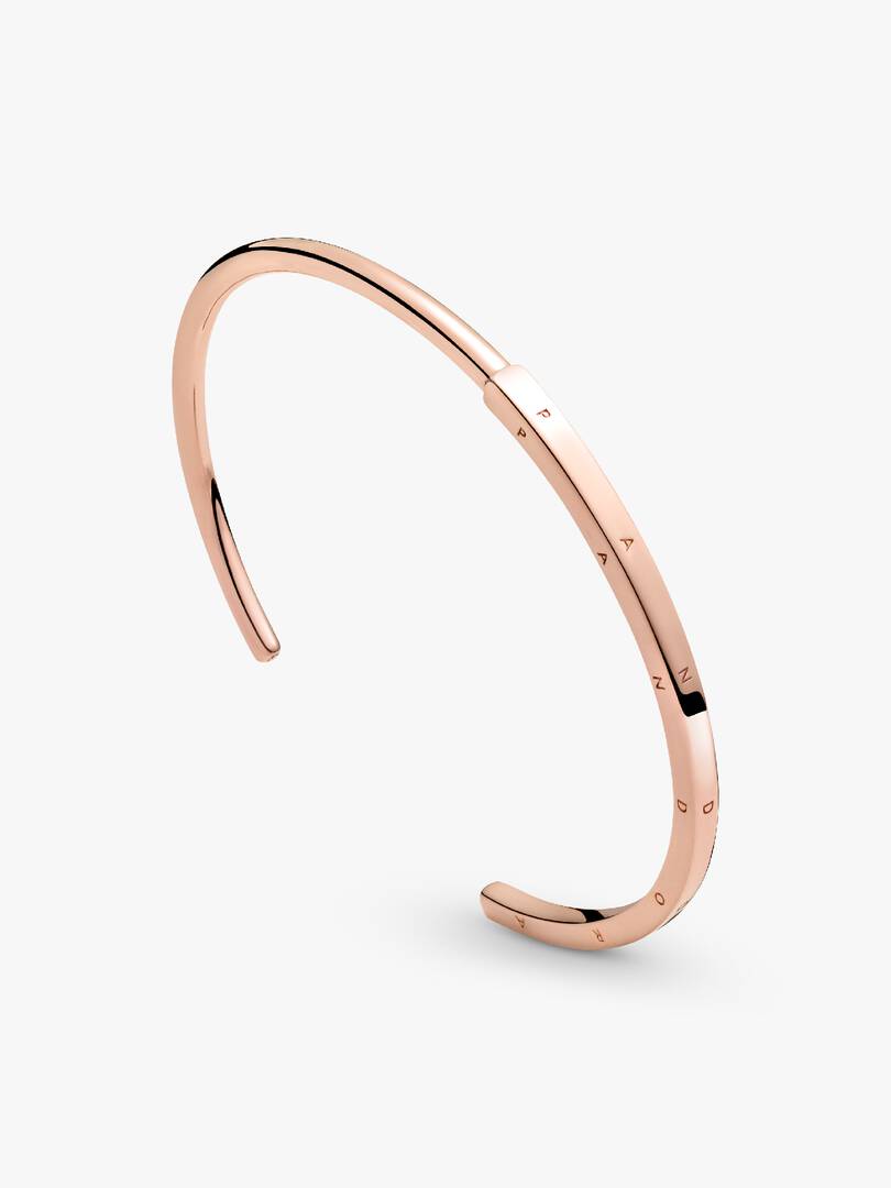 FINAL SALE - Pandora Signature I-D Open Bangle 14k rose gold plating