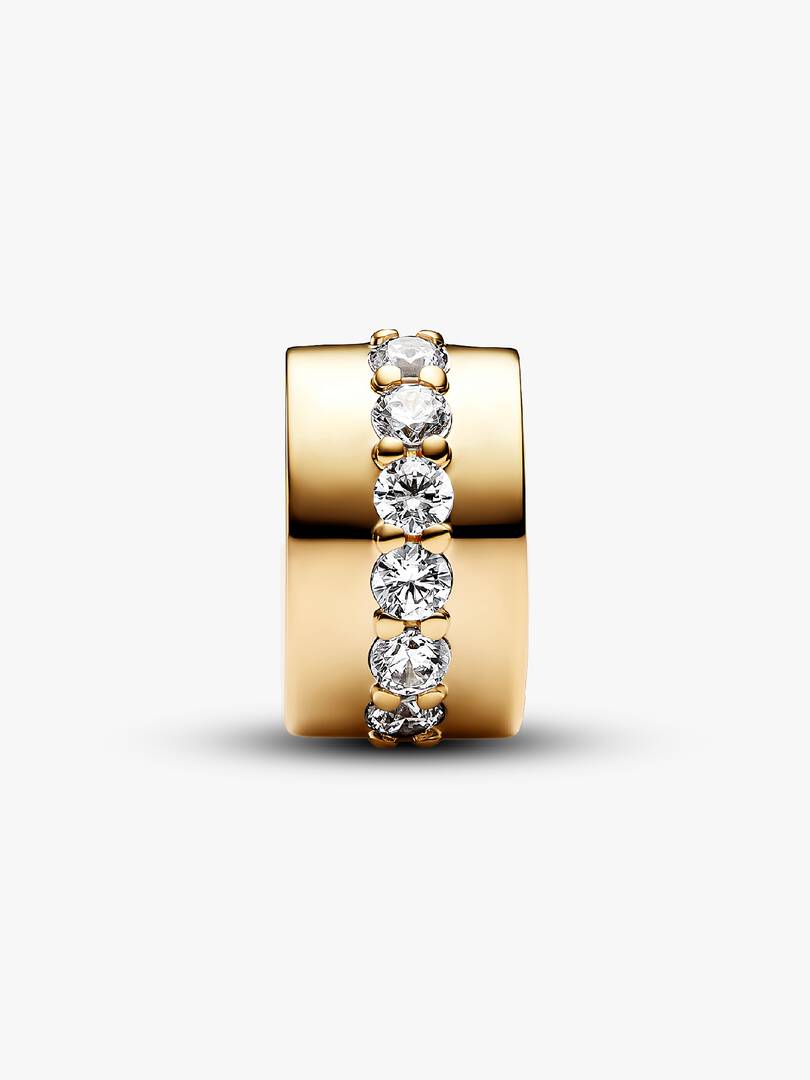 Clear Sparkling Row Clip Charm 14k gold plating