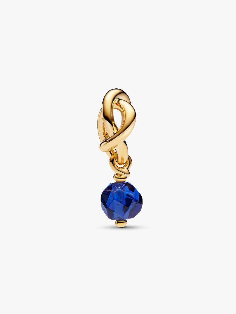 Faceted Blue Eternity Circle Dangle Charm 14k gold plating