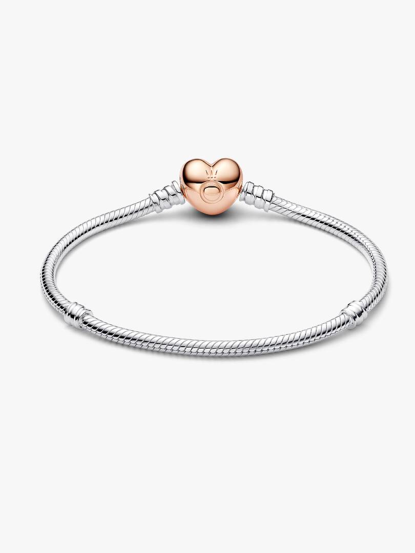 Moments Heart & Snake Chain Bracelet Sterling silver, 14k rose gold plating