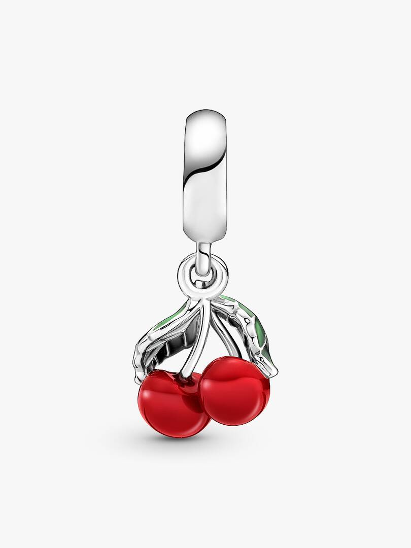 Asymmetrical Cherry Fruit Dangle Charm Sterling silver