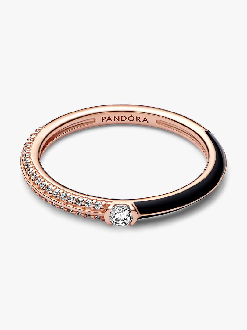 FINAL SALE - Pandora ME Pavé & Black Dual Ring 14k rose gold plating