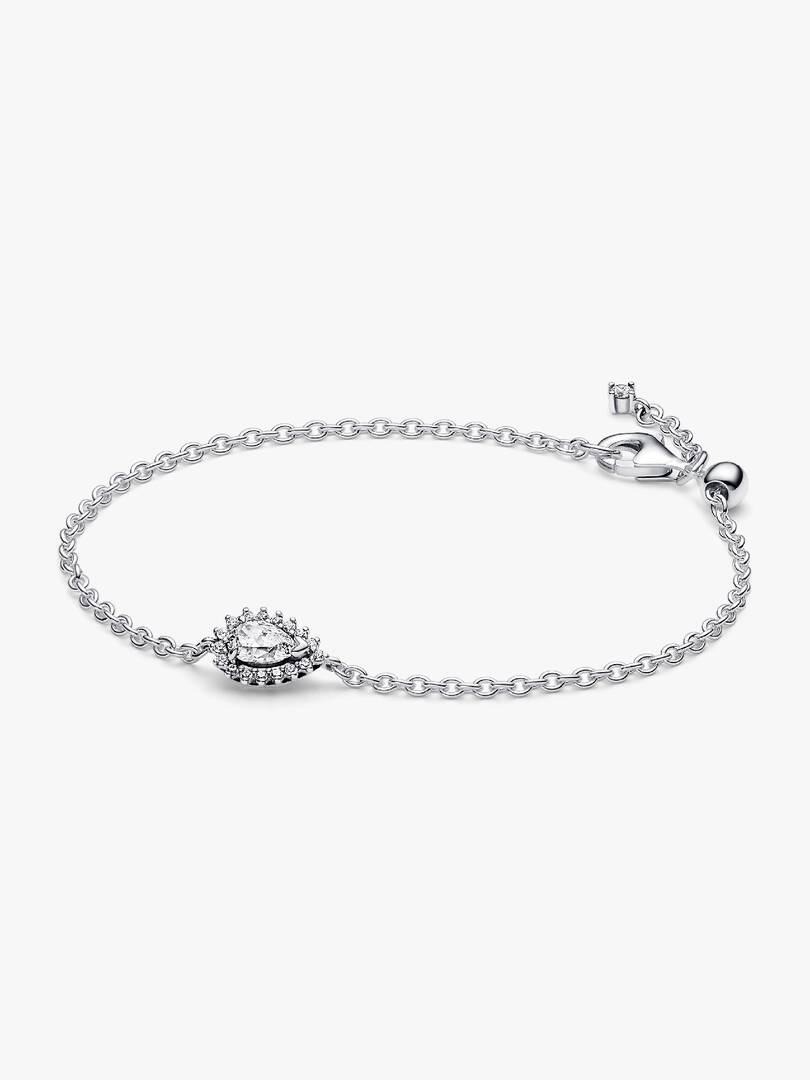 FINAL SALE - Sparkling Pear Halo Chain Bracelet Sterling silver